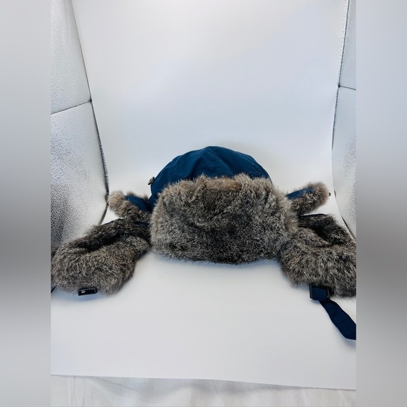 Lil Mad Bomber Kids Rabbit Fur Trapper Hat blue  Size small WARM Ear Flaps - Picture 2 of 11
